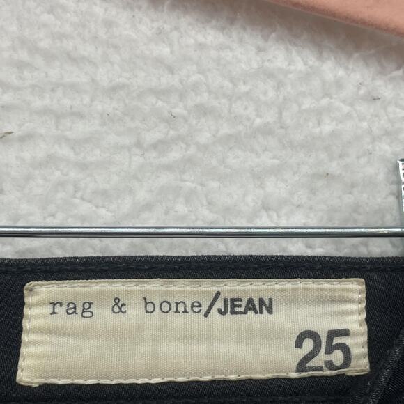 Rag and Bone Jeans Womens 25 Black Soft Rock Skinny Distressed Low Rise USA - Picture 3 of 12
